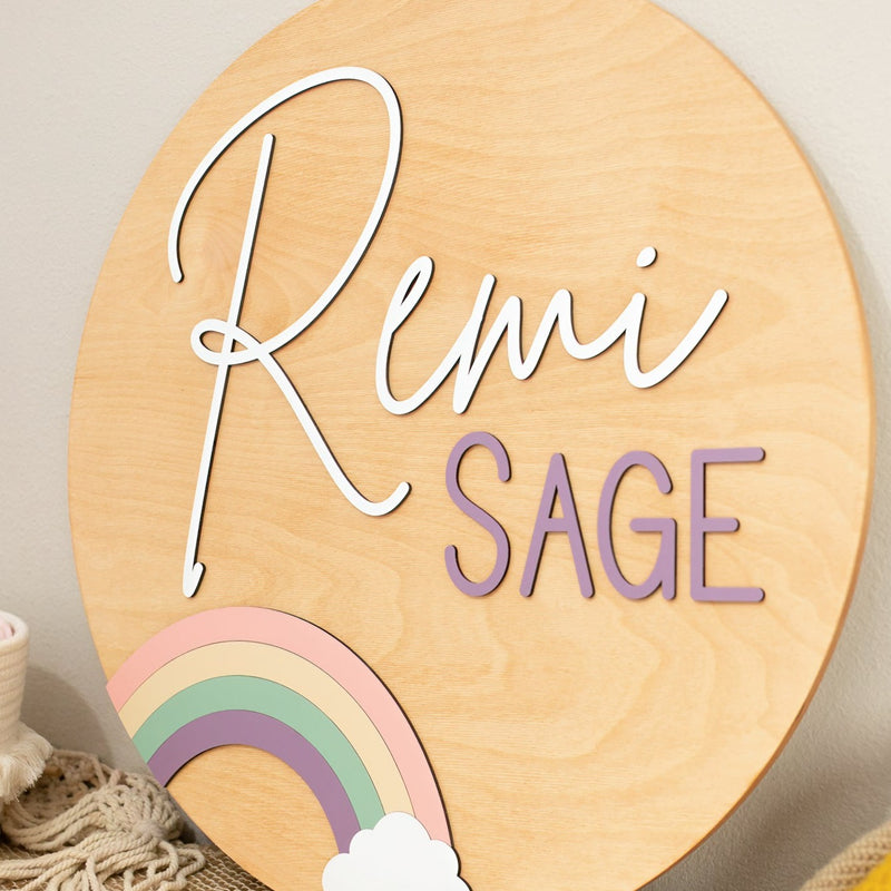 Round Nursery Sign - Rainbow