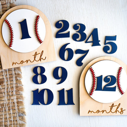 baseball baby monthly milestone markers